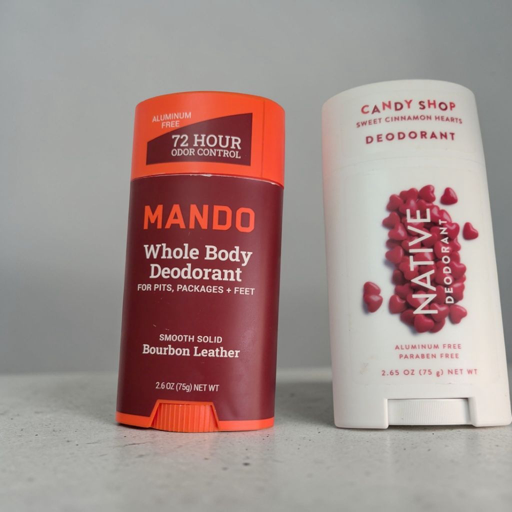 Lot of 2 Aluminum Free Deodorants Mando Bourbon Leather + Native Sweet Cinnamon